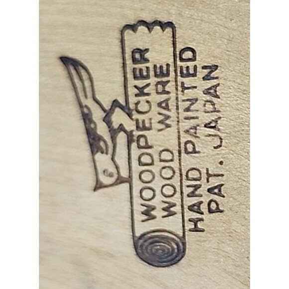 Vintage Hand Painted Woodpecker Wood Ware Rooster Box Japan Folk Art Farmhouse - Picture 7 of 16